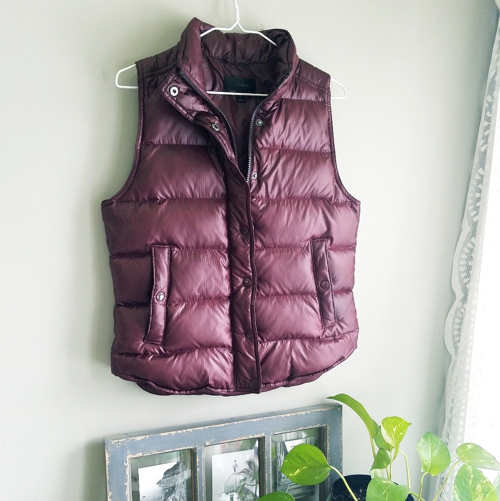 J Crew Shiny Puffer Down Vest